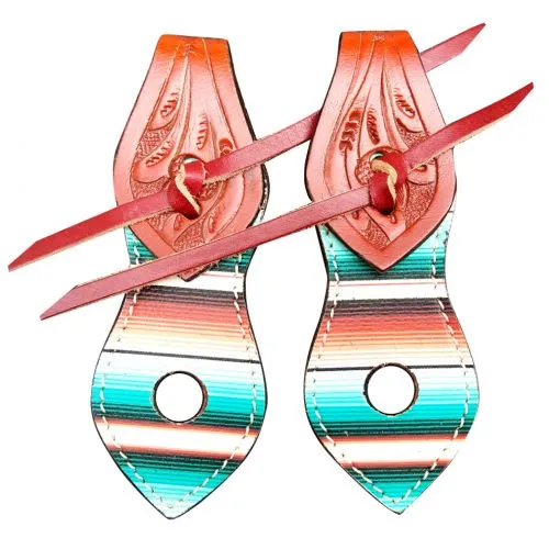 Serape print slobber straps with medium leather accent