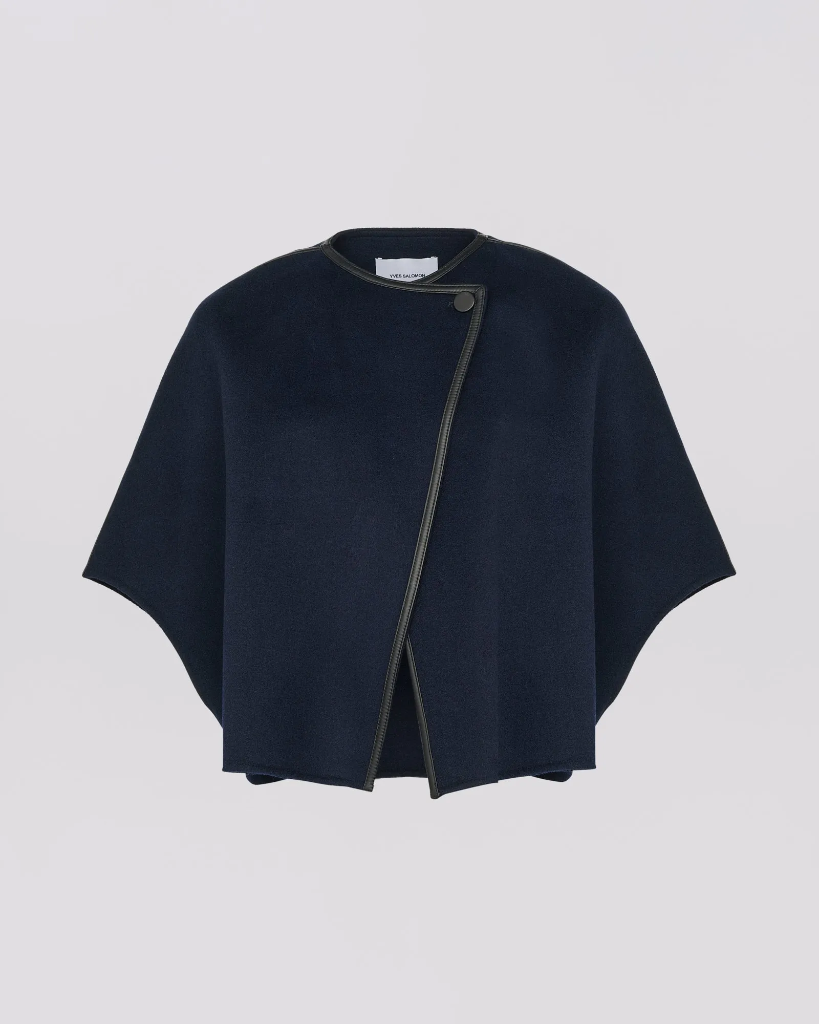 Short double-sided wool-blend cape