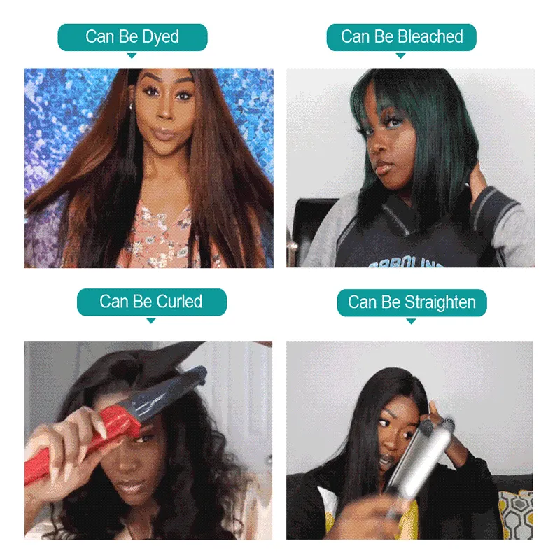 Short Straight Bob Transparent Lace Frontal Wigs Human Hair