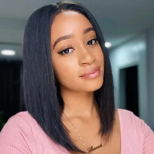 Short Straight Bob Transparent Lace Frontal Wigs Human Hair