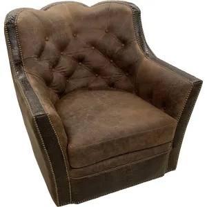 Sierra Tufted Leather Swivel Glider Chair