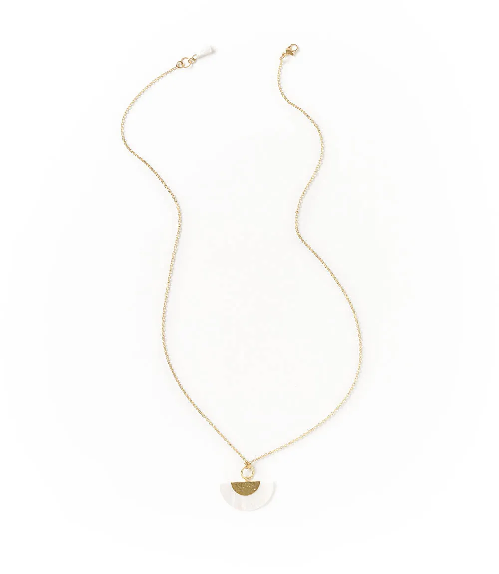 Sindhuja Fan Pendant Drop Necklace - Mother of Pearl, Brass