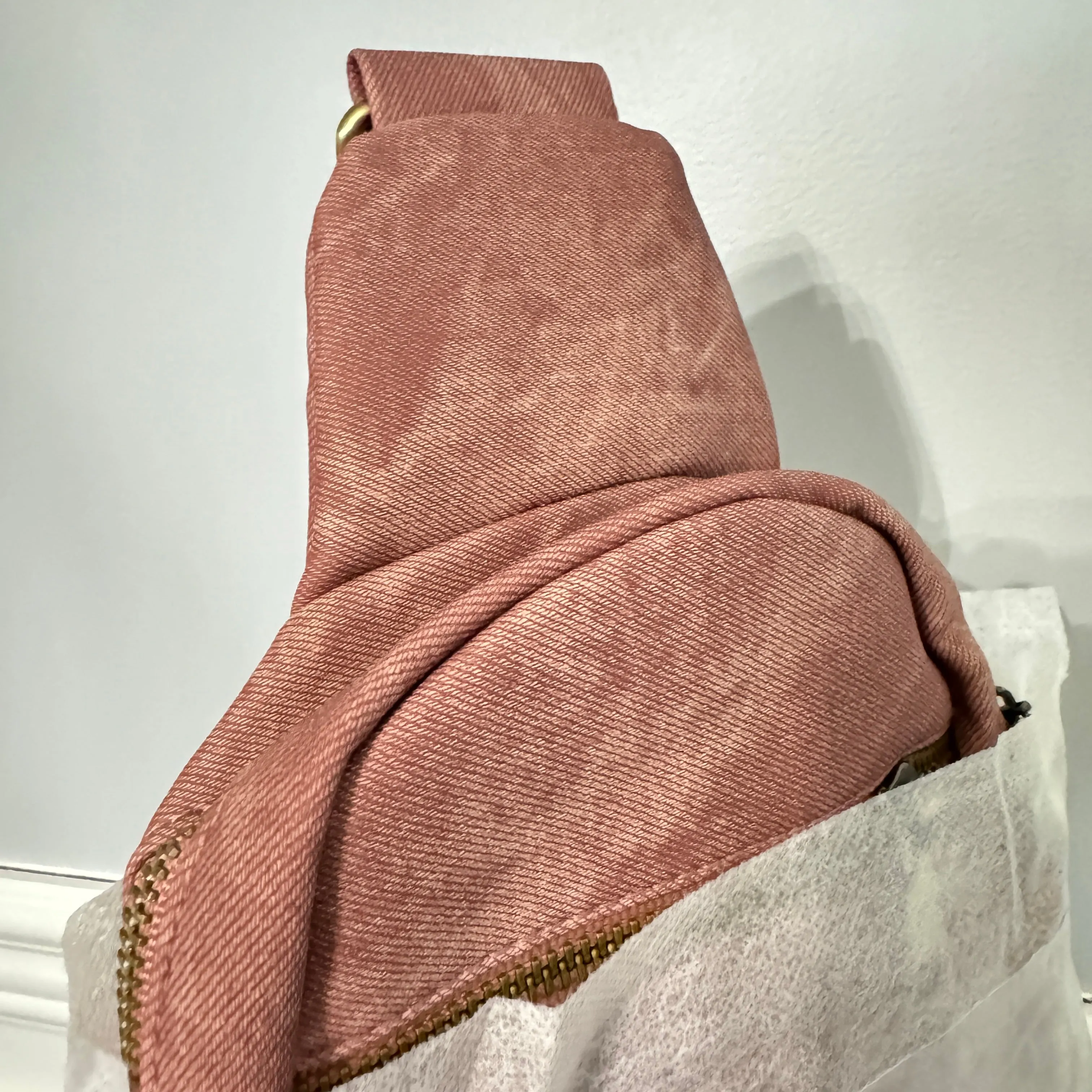 Sling Bag - Denim Suede - Front Zip