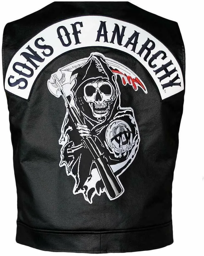 Sons Of Anarchy Officially Licensed Black Biker Vest with Reaper Patch - Ladies