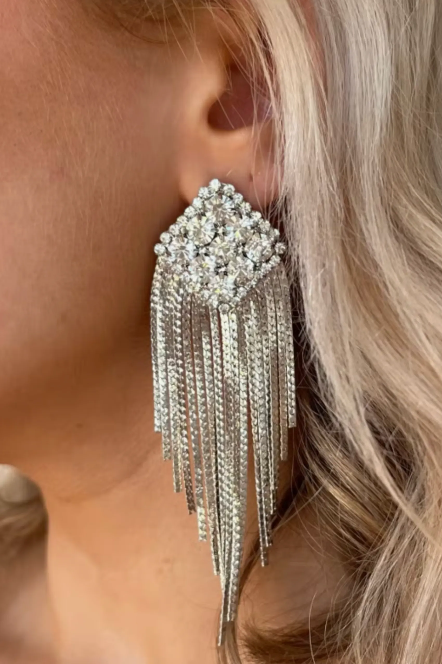 Sophia Diamond Tassel Drop Earrings - Silver