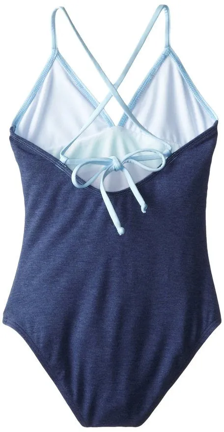 Splendid Swimwear Big Girls Youth Kids The Blues Too One Piece Striped Swimsuit Size 14
