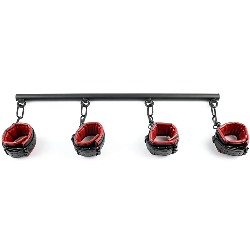 Sportsheets Saffron Adjustable Spreader Bar and Cuff Set Red/Black
