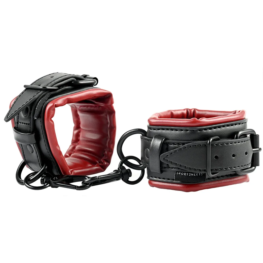 Sportsheets Saffron Adjustable Spreader Bar and Cuff Set Red/Black