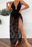 Sportswear Solid Lace Patchwork See-through Backless Swimwear (With Paddings)