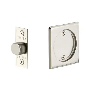 Square Tubular Passage Pocket Door Lockset - Door Mount - 3" Brass/Polished Nickel