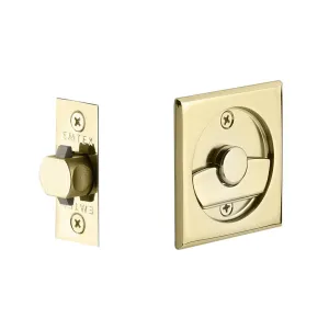 Square Tubular Privacy Pocket Door Lockset - Door Mount - 3" Brass/Polished Brass