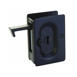 Standard Square Privacy Pocket Door Lockset - Door Mount - 4" Brass/Flat Black