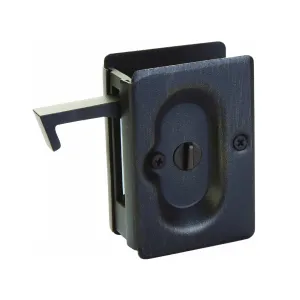 Standard Square Privacy Pocket Door Lockset - Door Mount - 4" Brass/Medium Bronze