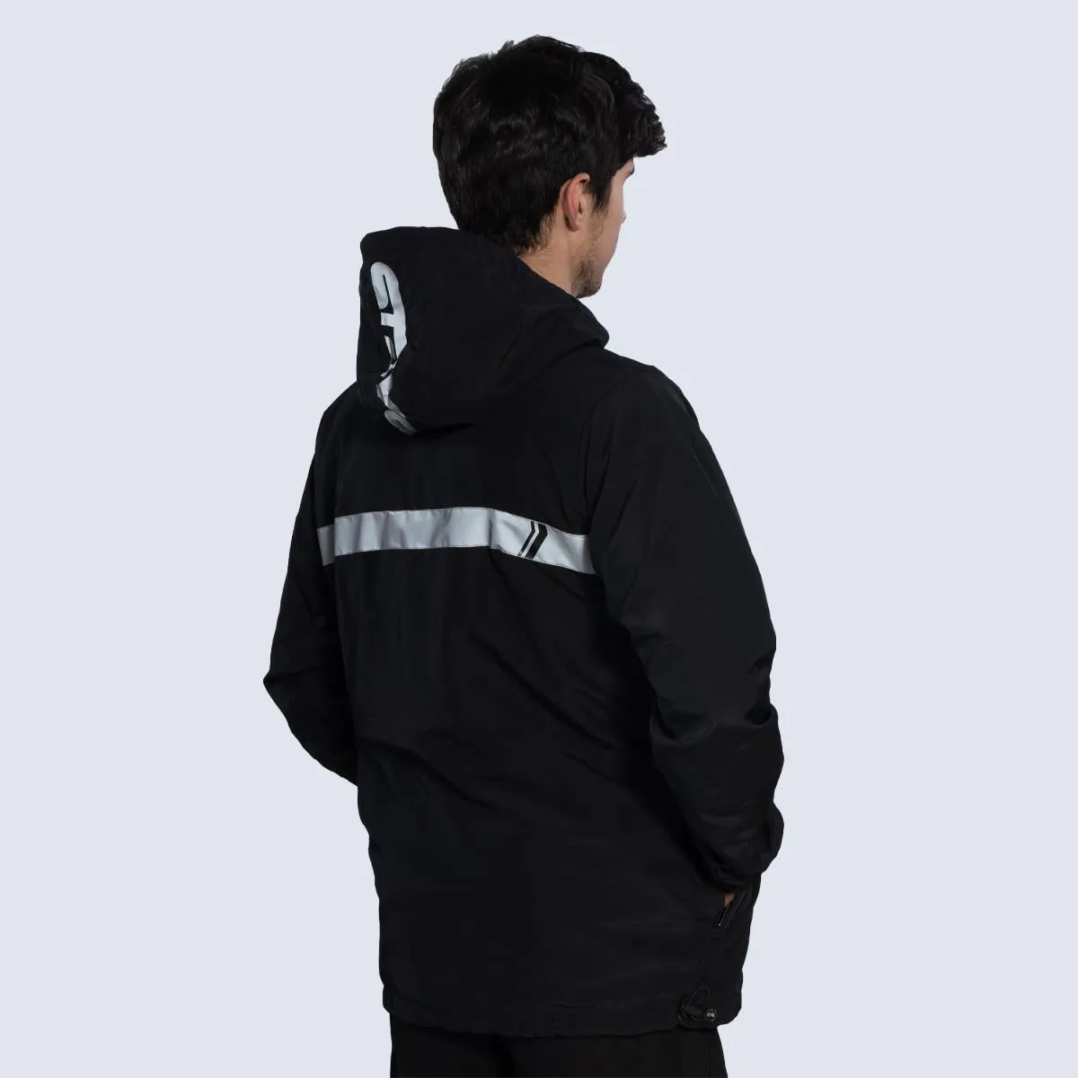 Stay Strong Reflective Stripe Quarter Zip Jacket - Black