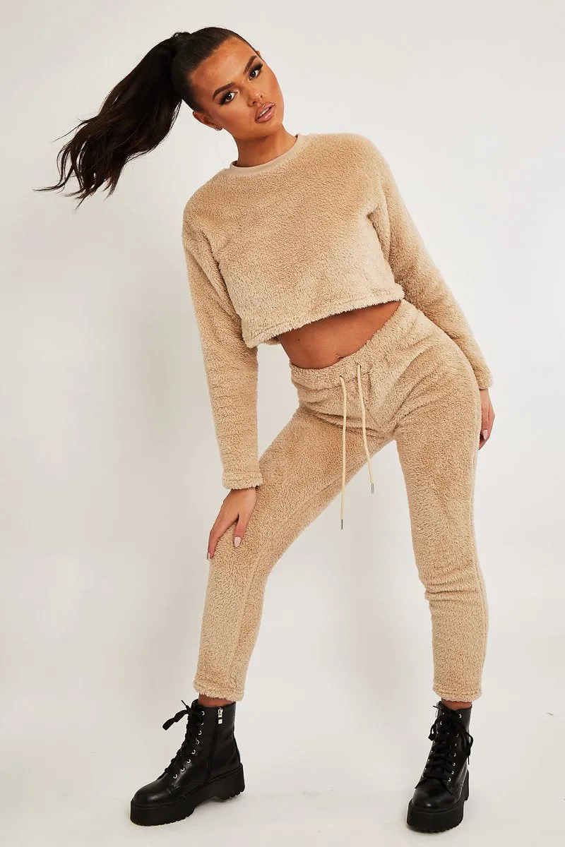 Stone Round Neck Teddy Sweatshirt - Delsie