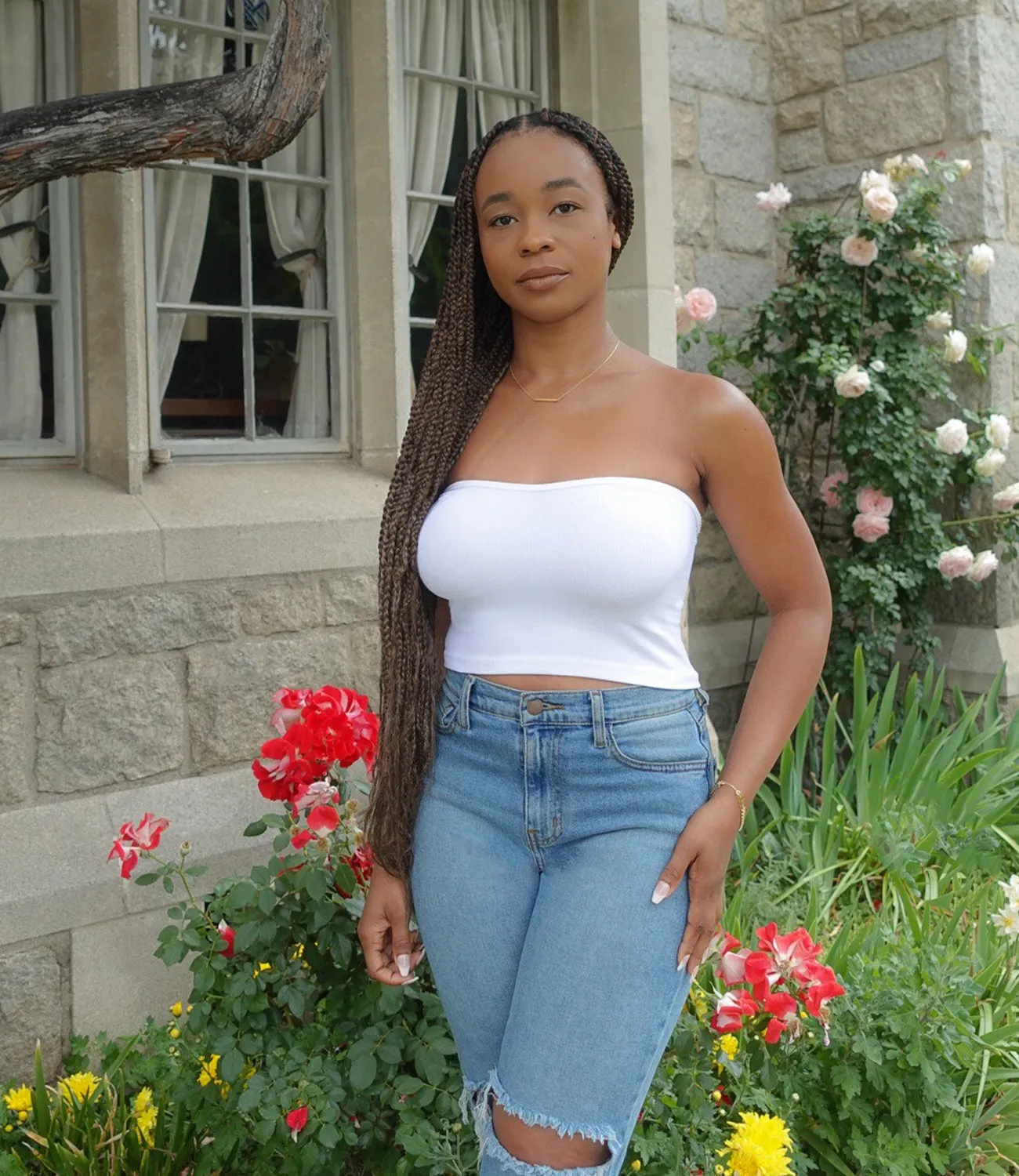 Strapless Crop Top(White)