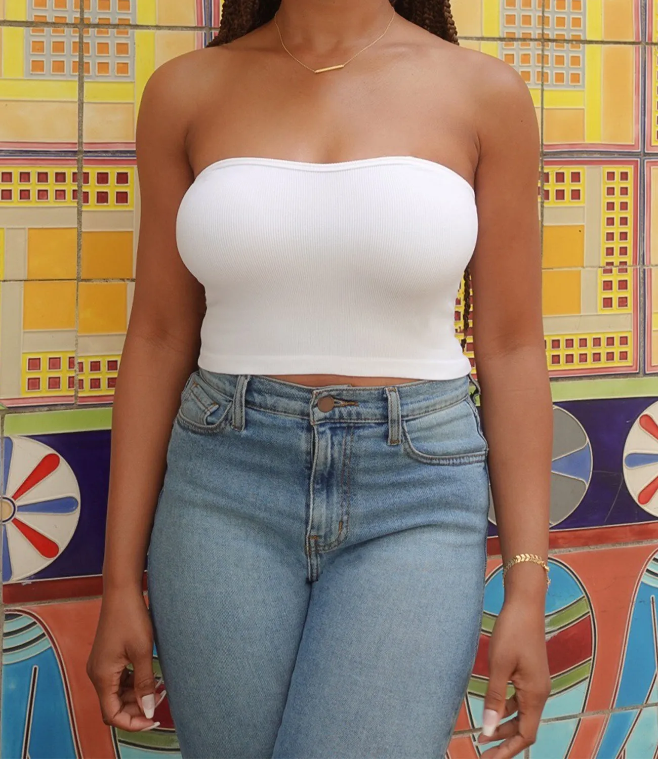 Strapless Crop Top(White)
