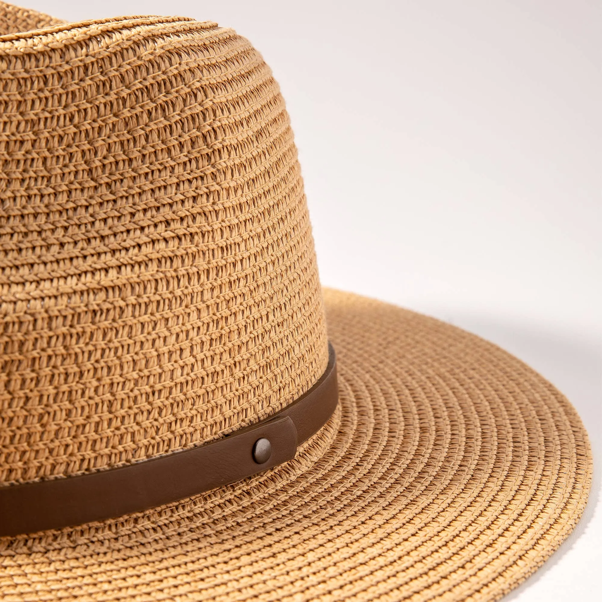 Straw Fedora Hat-Beige