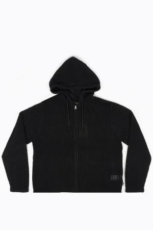 STUSSY MESH ZIP HOOD BLACK