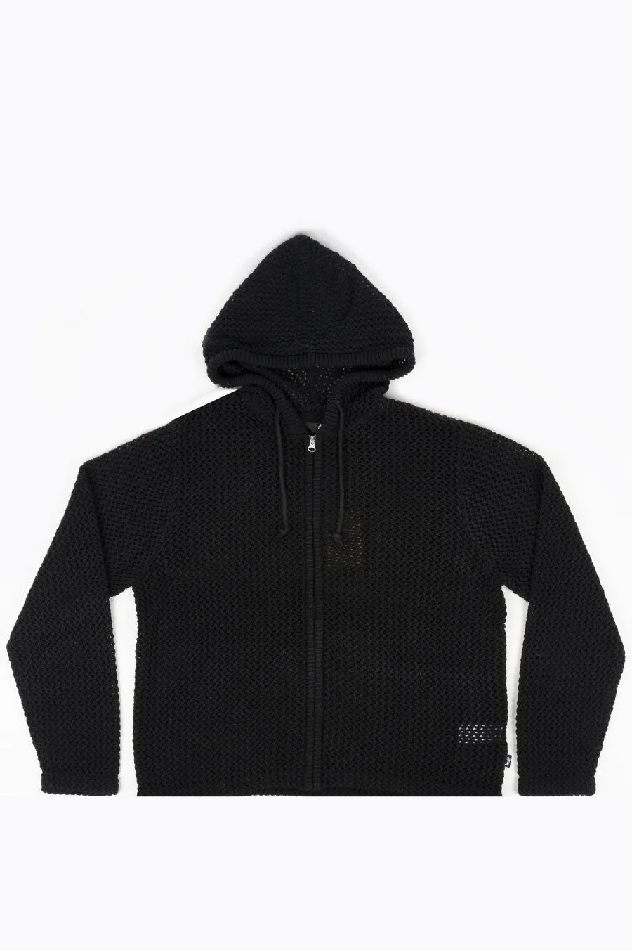 STUSSY MESH ZIP HOOD BLACK