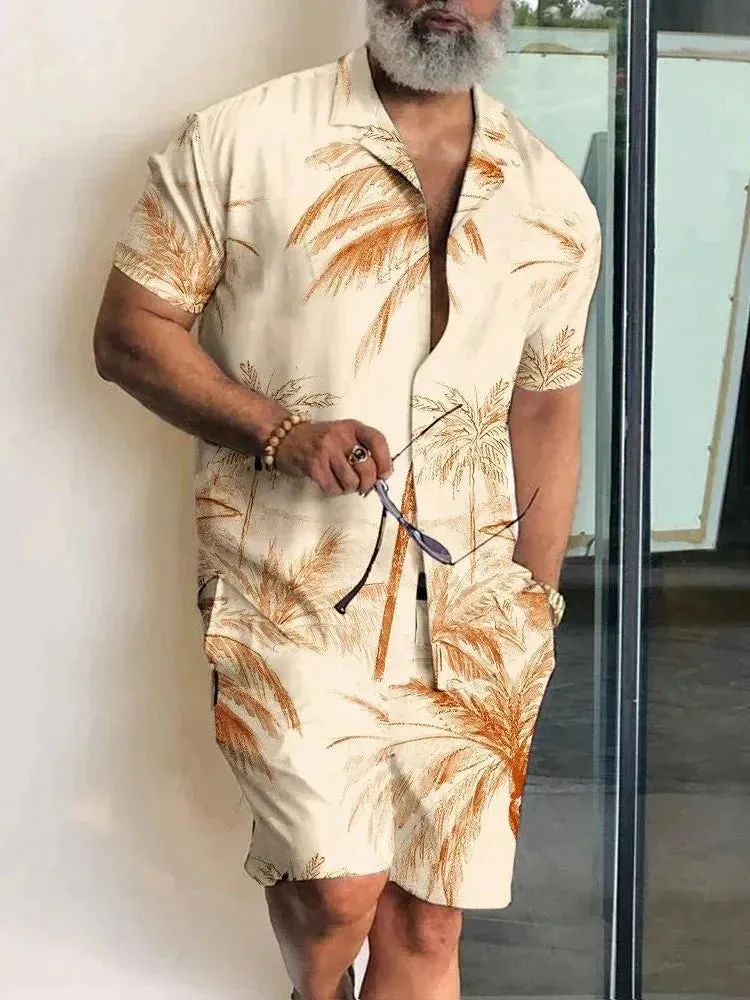 Summer Men's Hawaiian Shirt & Shorts Set