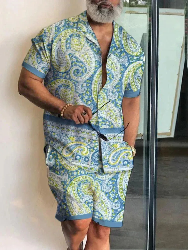 Summer Men's Hawaiian Shirt & Shorts Set