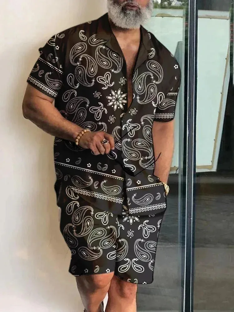 Summer Men's Hawaiian Shirt & Shorts Set