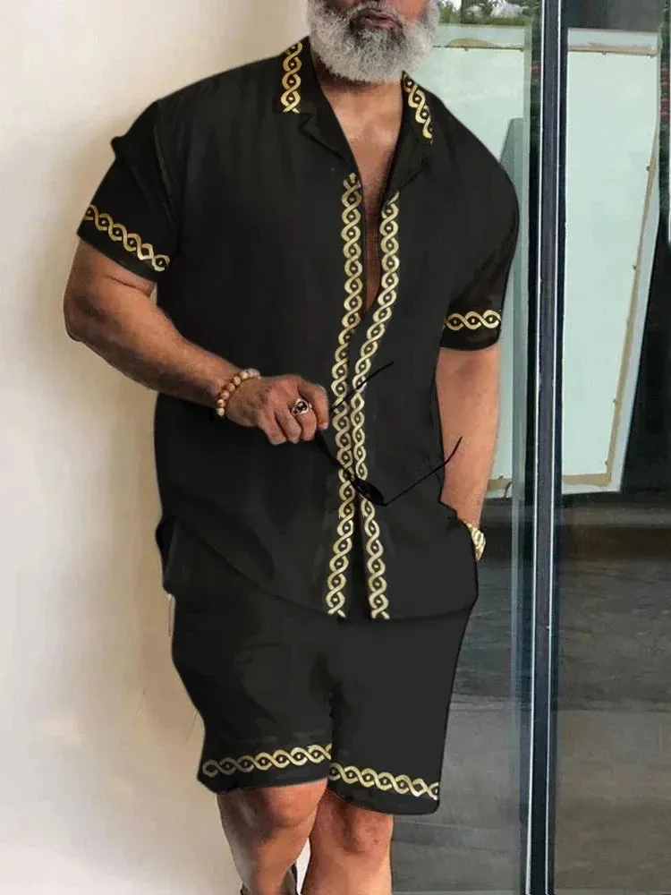 Summer Men's Hawaiian Shirt & Shorts Set