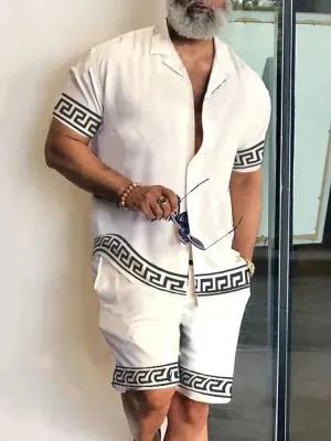Summer Men's Hawaiian Shirt & Shorts Set
