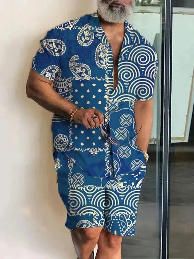 Summer Men's Hawaiian Shirt & Shorts Set