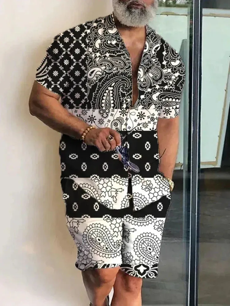 Summer Men's Hawaiian Shirt & Shorts Set