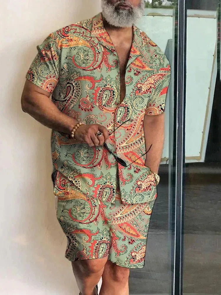 Summer Men's Hawaiian Shirt & Shorts Set