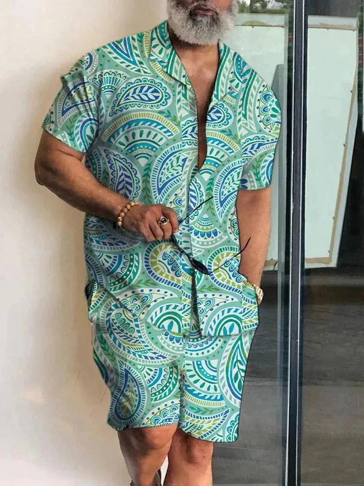 Summer Men's Hawaiian Shirt & Shorts Set