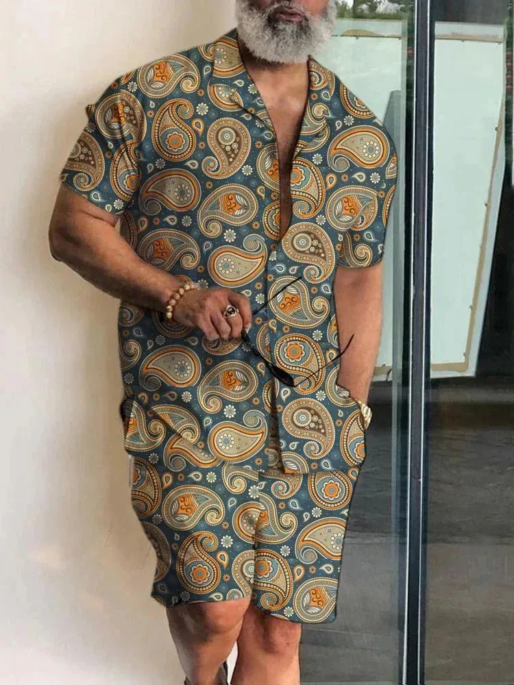 Summer Men's Hawaiian Shirt & Shorts Set