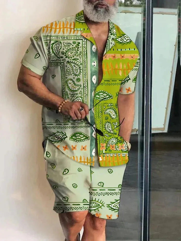 Summer Men's Hawaiian Shirt & Shorts Set