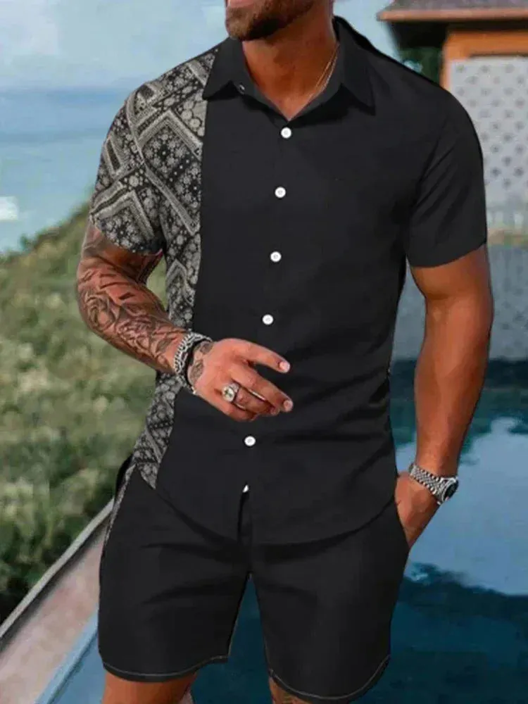 Summer Men's Hawaiian Shirt & Shorts Set