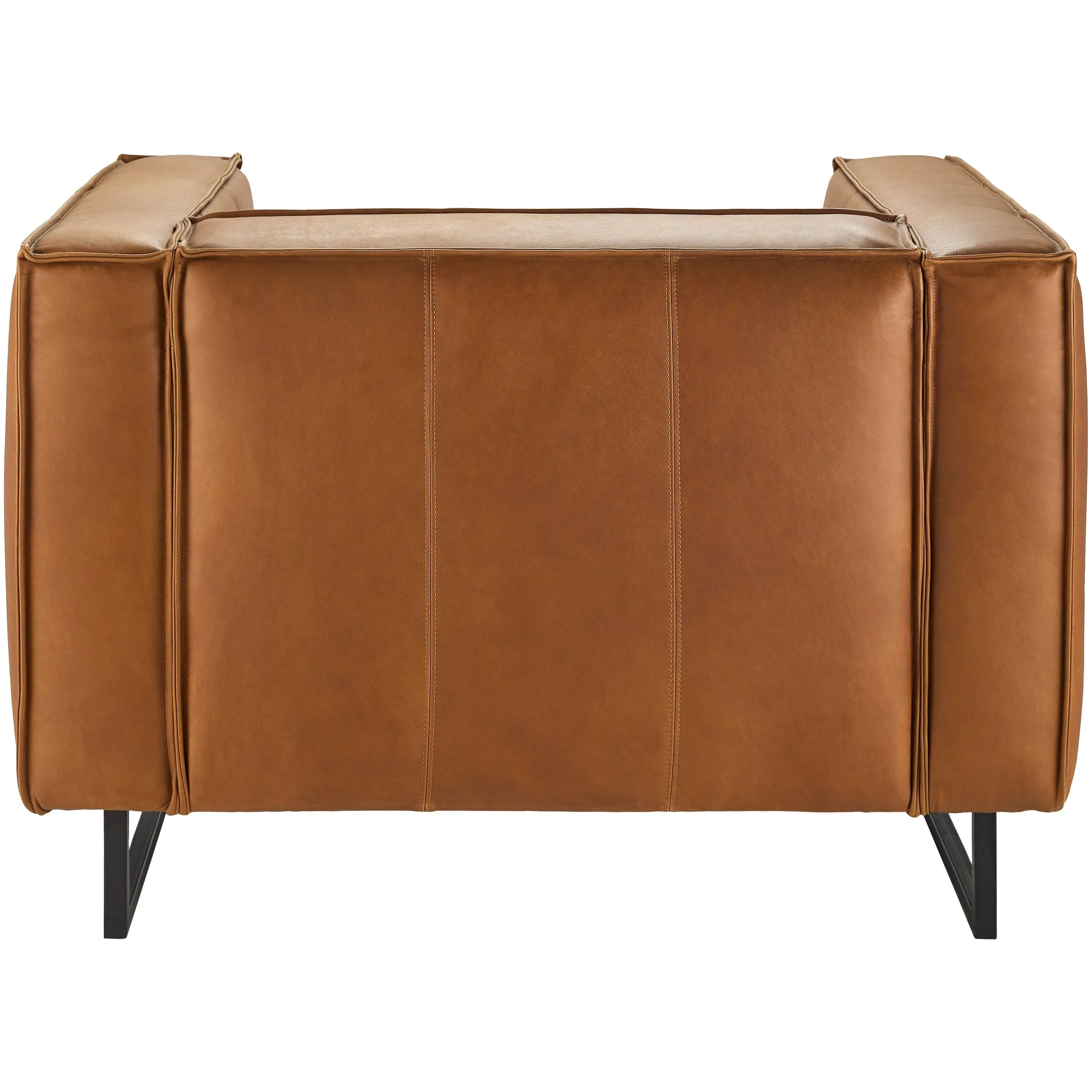 Surya Dylan Modern Cognac Brown Leather Square Arm Accent Chair