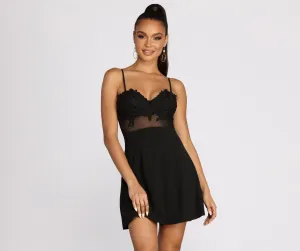 Sweet Chic Lace Charming Mesh Skater Dress