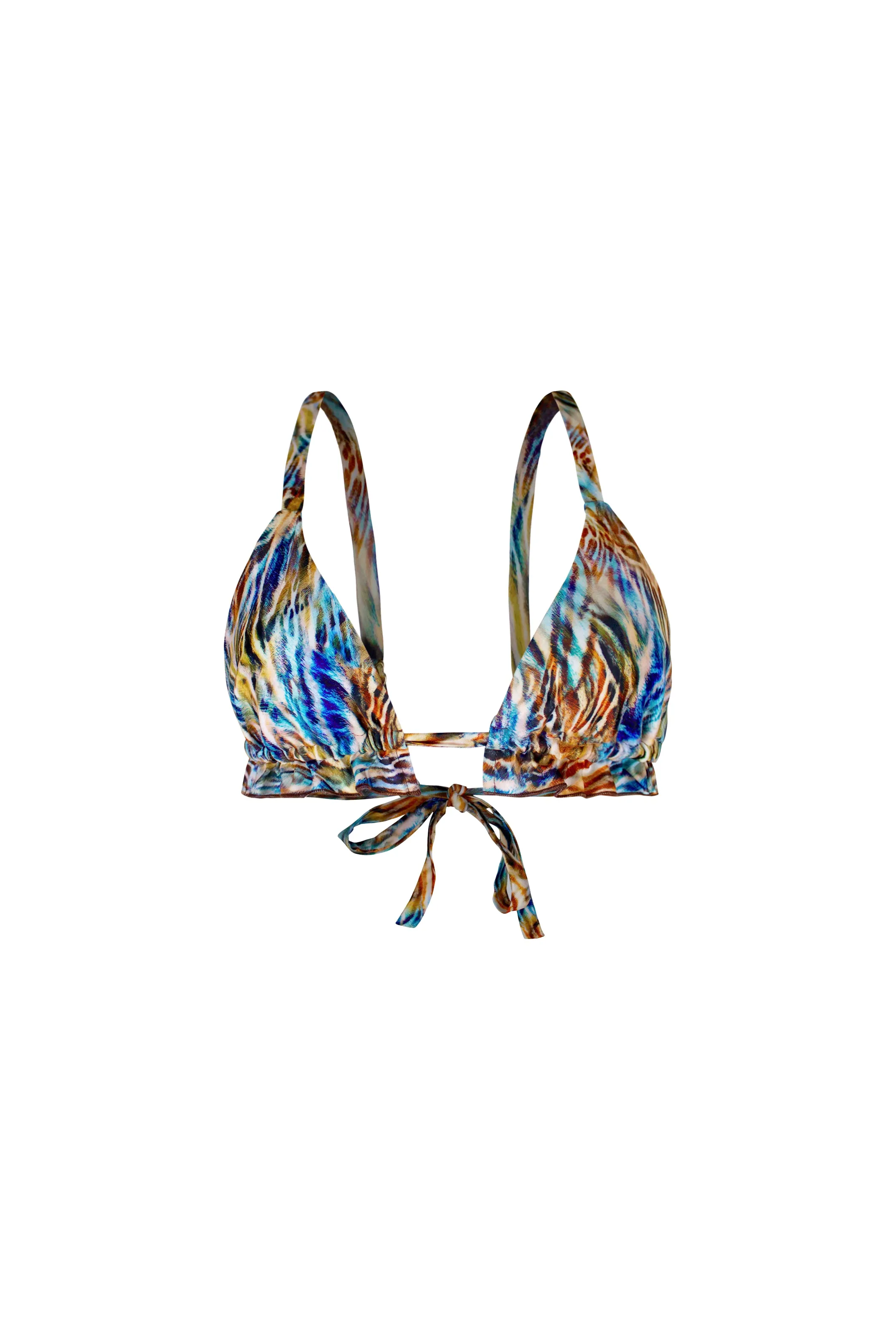 Tahiti Ruffle Bikini Top - Blue Leopard