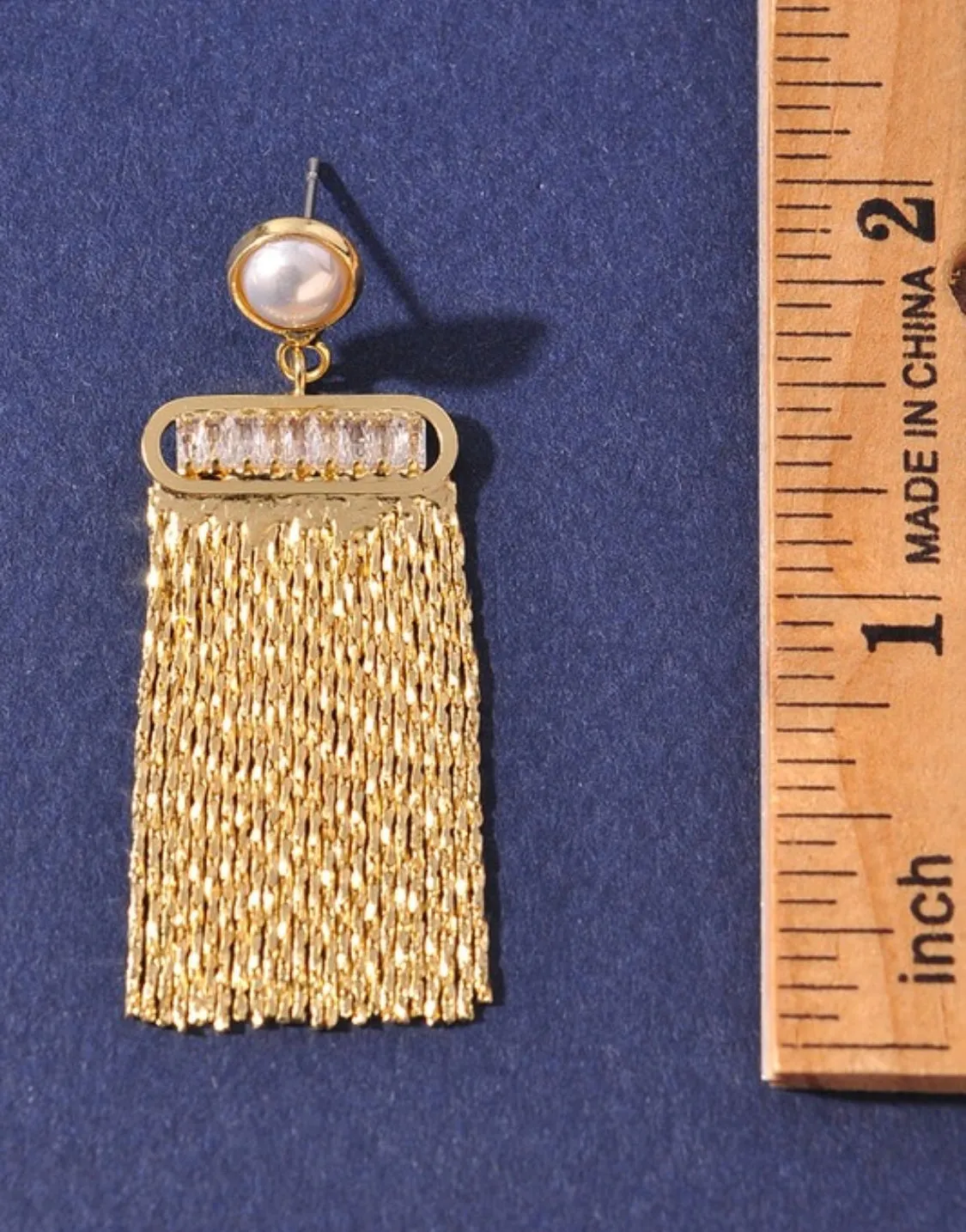Tassel Drop Pearl and Rhinestone Earrings