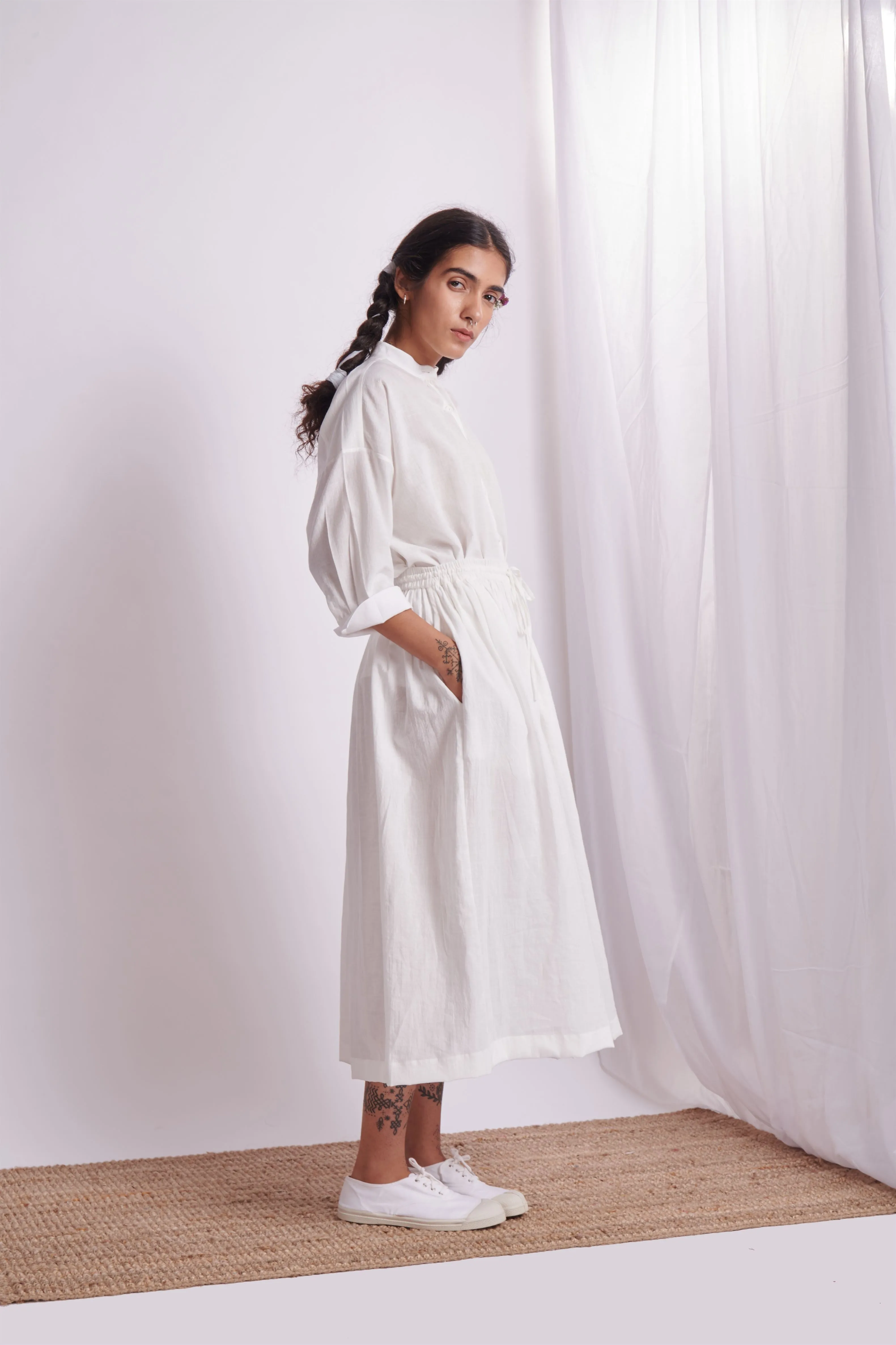 The Plavate I Buzayevo Happy days are here Co- ord Set Cotton White    Daily Collection AW22-38