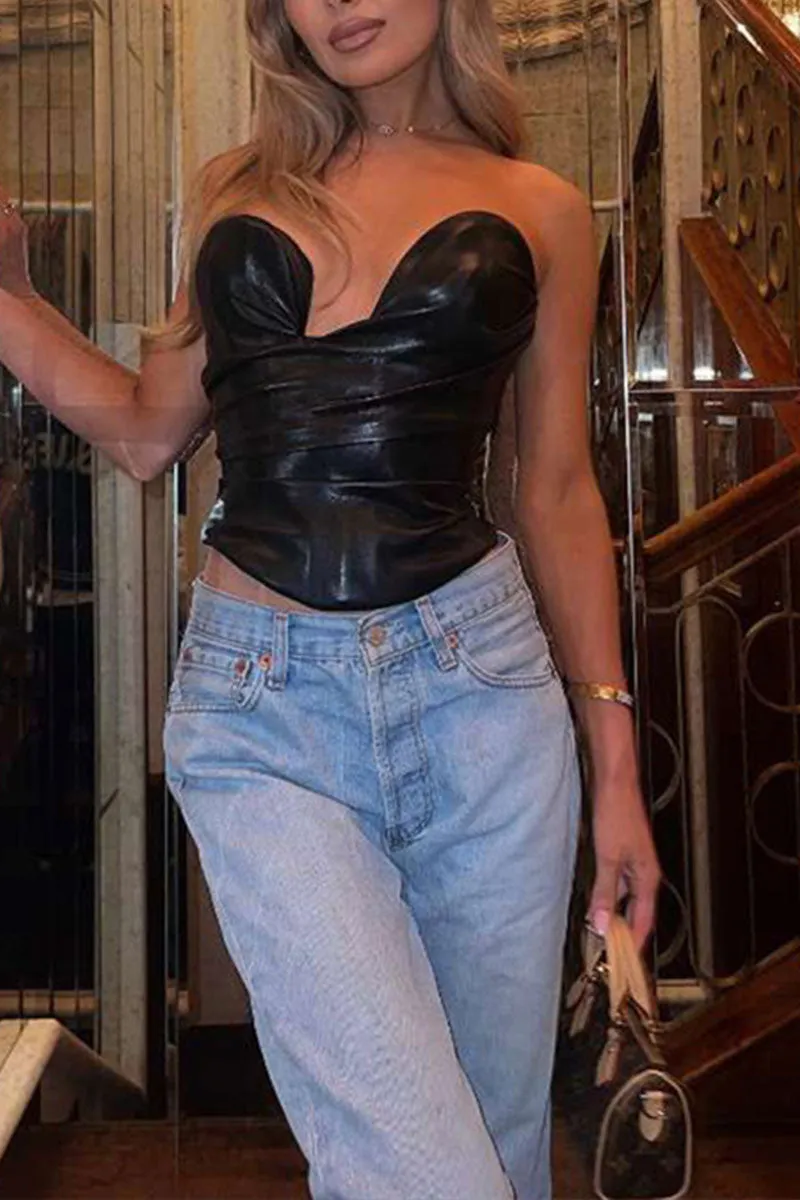 TI0585 Vegan Leather Tube Top