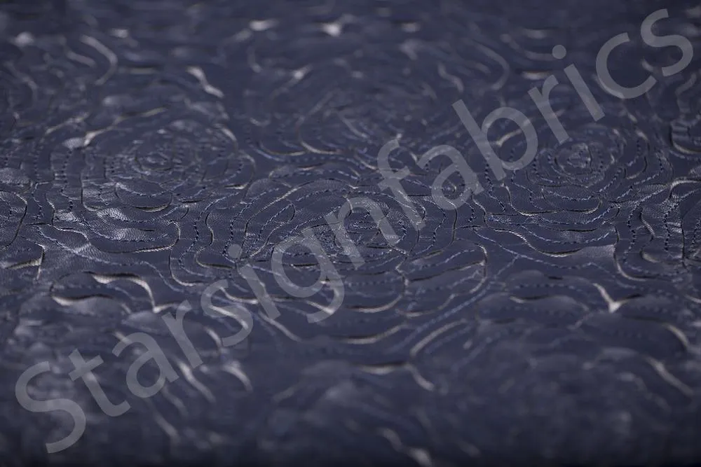 Tokyo Style Laser Cut Faux Leather Rose Pattern Fabric