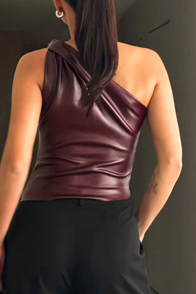 TS3292 Vegan Leather Tank Top