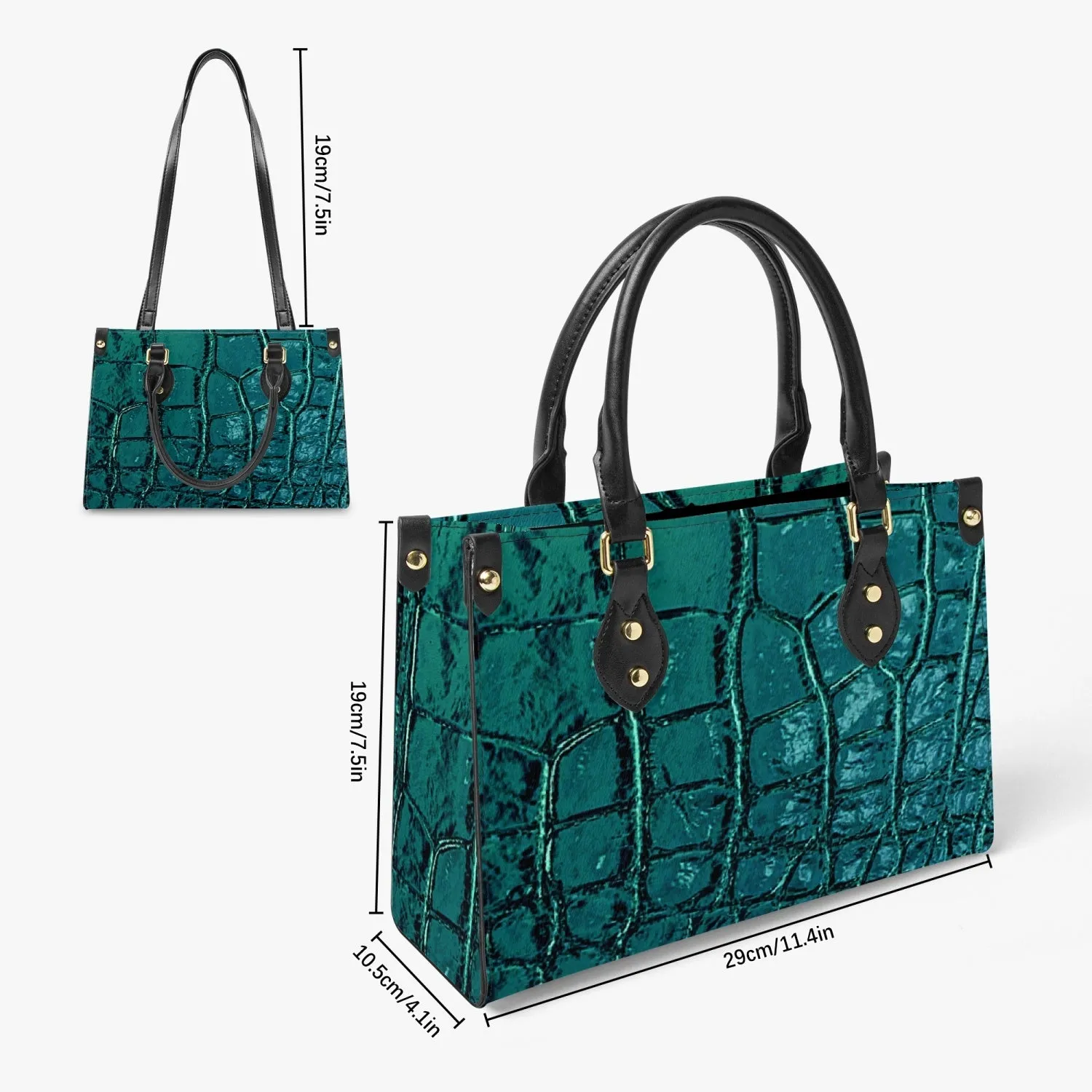 Turquoise Trendy PU Leather Long Strap Printed Handbag