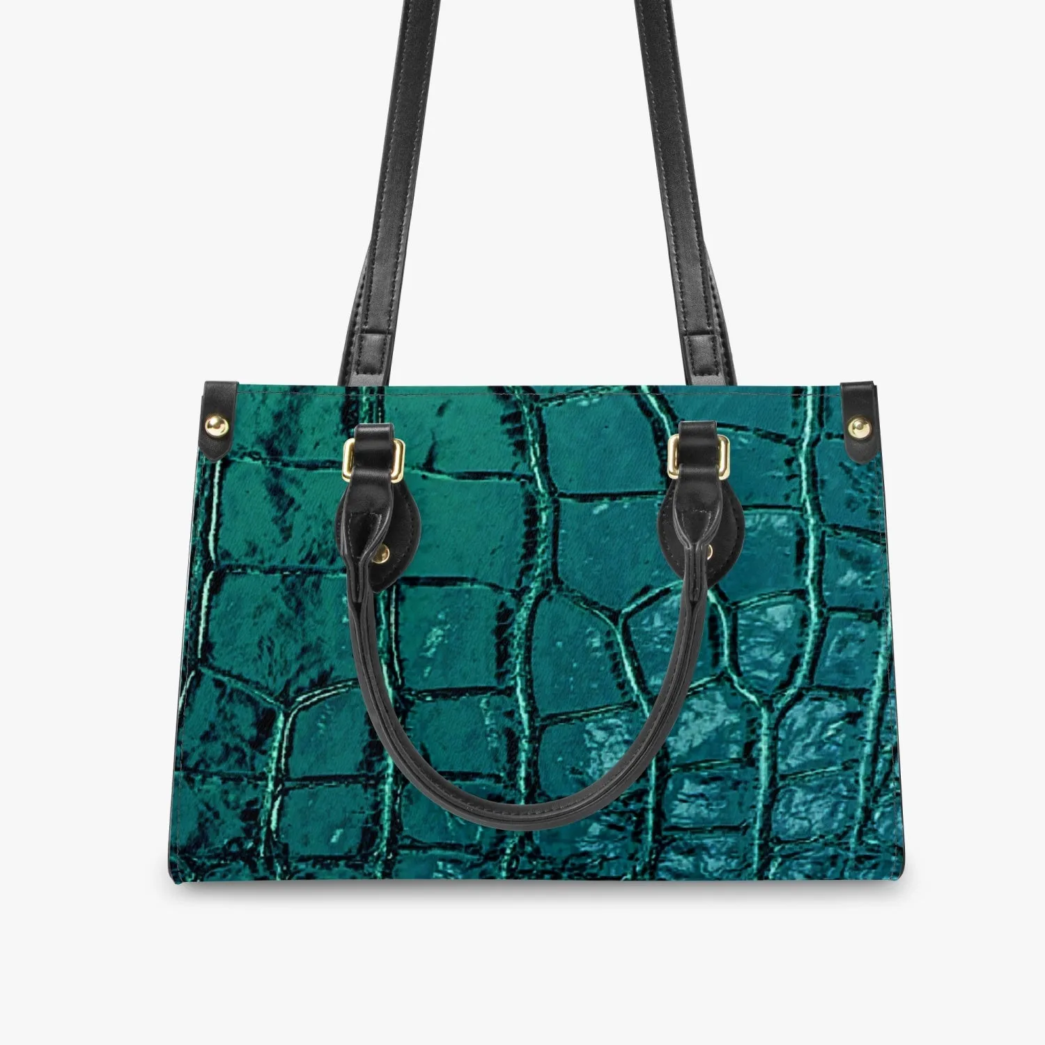 Turquoise Trendy PU Leather Long Strap Printed Handbag