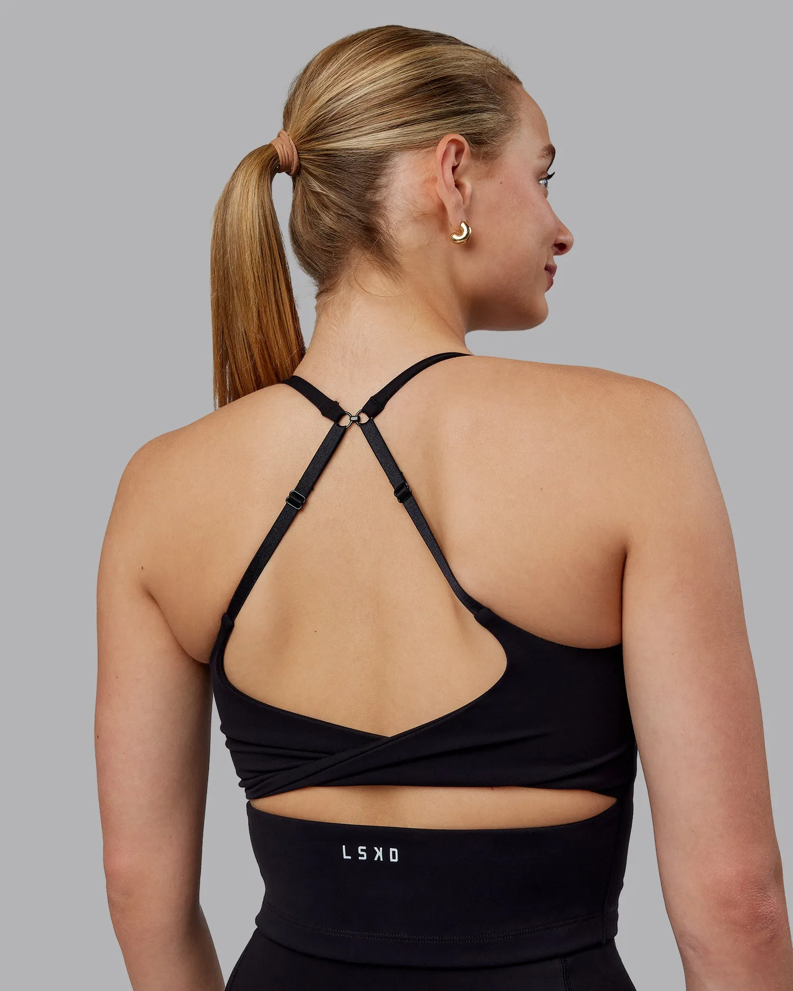 Twist Tank With Shelf Bra - Black