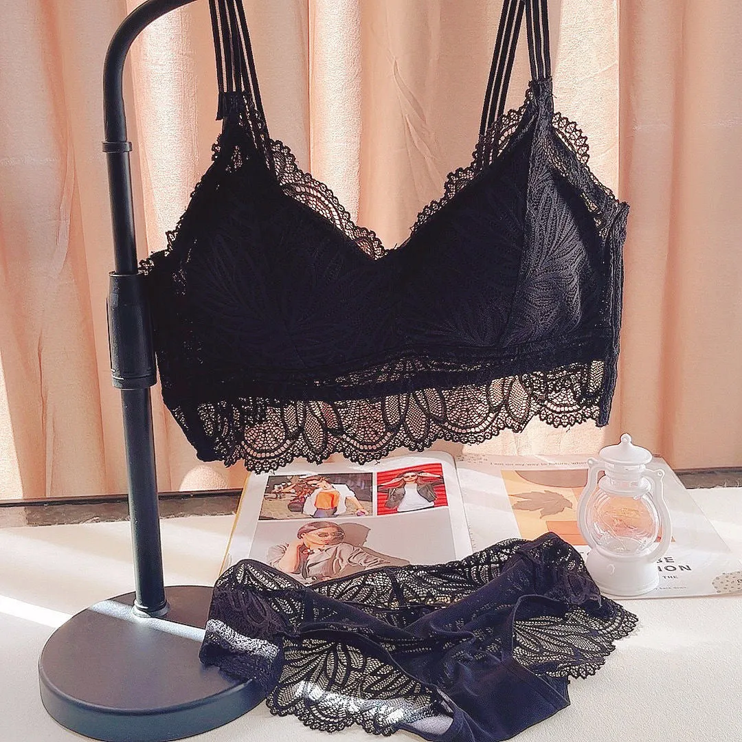 Ultra Thin French Lace Sexy Plus Size Bra Set