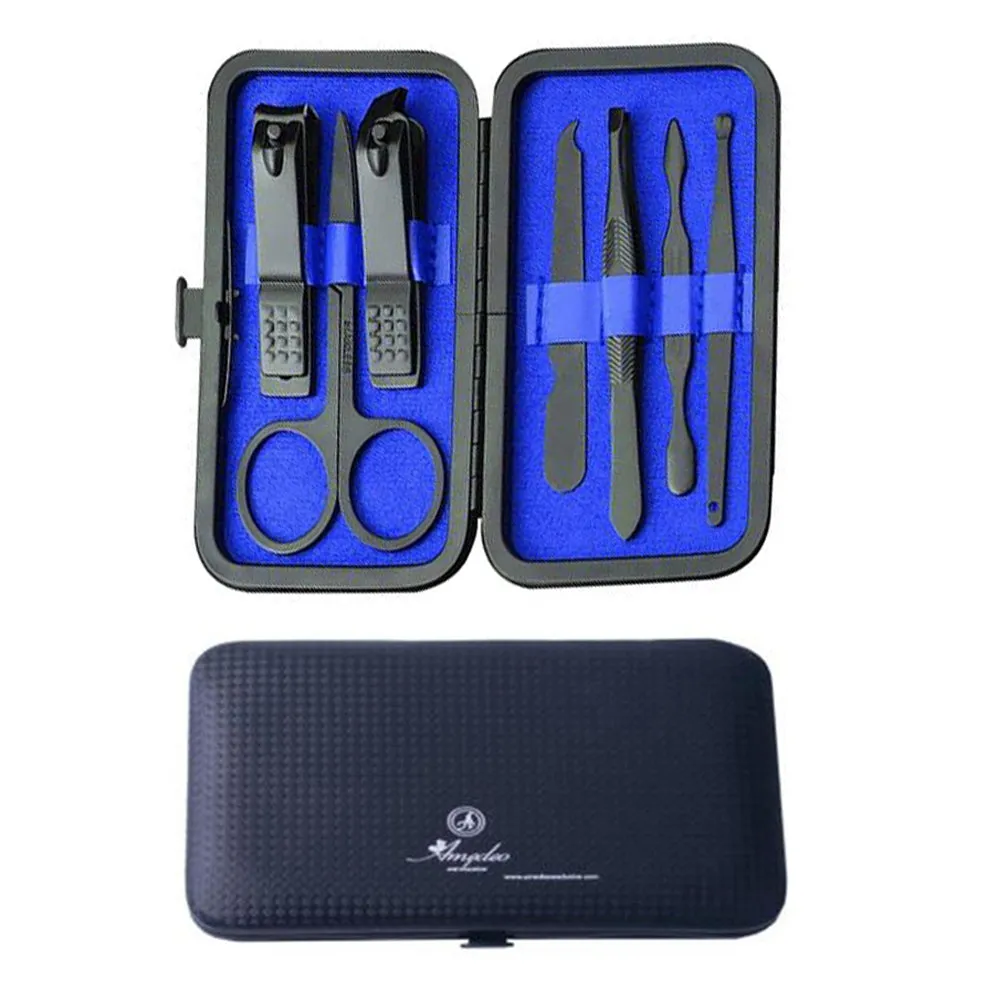 Unisex Stainless Steel 7 Piece Sets Dark Blue Manicure & Pedicure Set