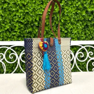 Upcycled Handwoven MD Tejana Tote - Navy Dreams